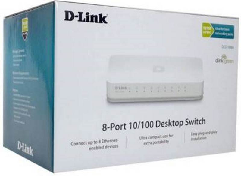 D-Link DES 1008-C 8 Port 10/100 Mbps Network Switch Wireless Adapter & Antenna